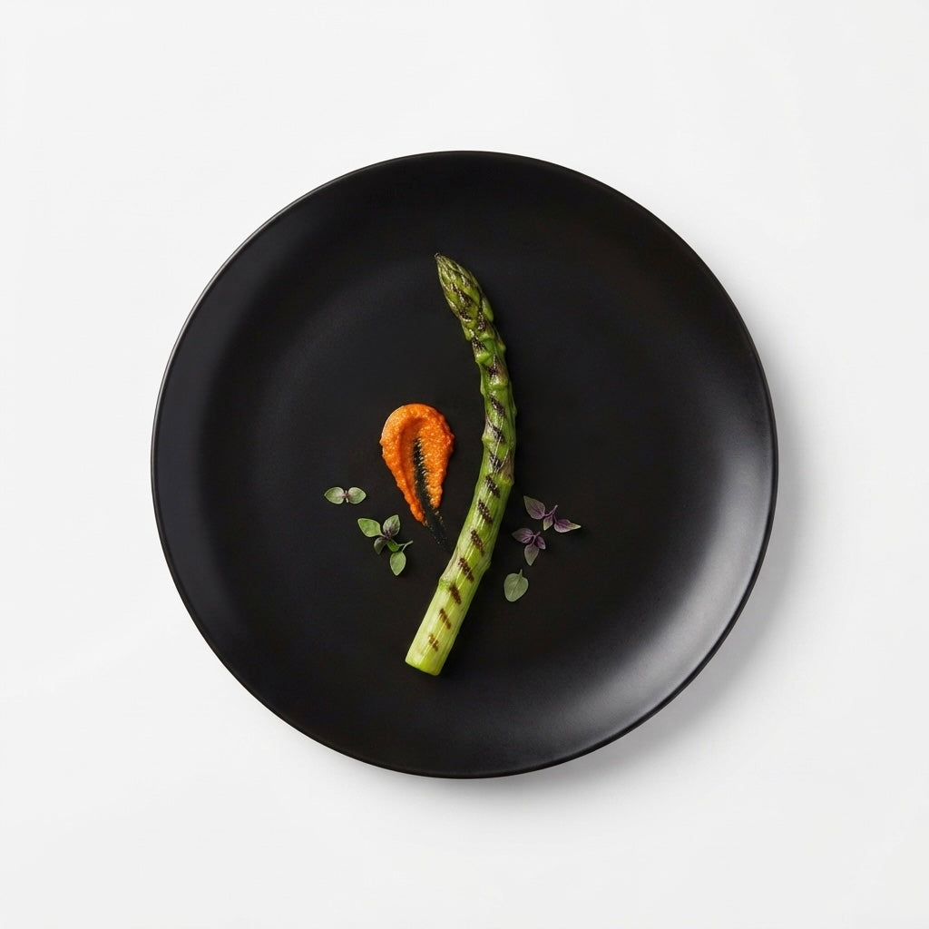 Black Matt Ceramic Sattva Full Plates paired as a set with elegant black ceramic craftsmanship